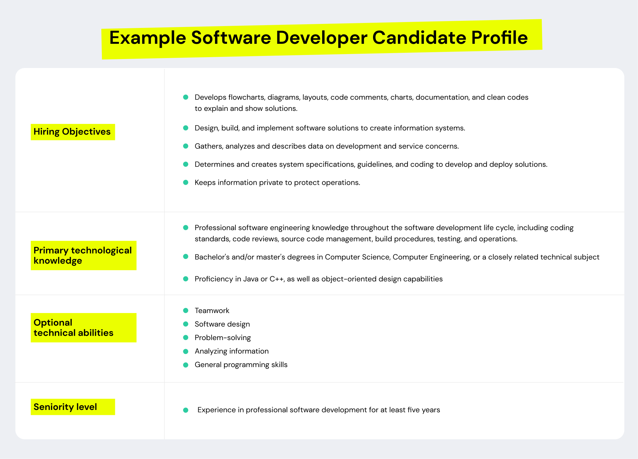 Example Software Developer Candidate Profile | TurnKey
