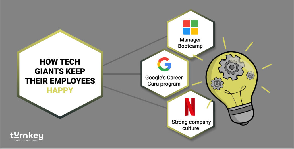how tech giants retain employees