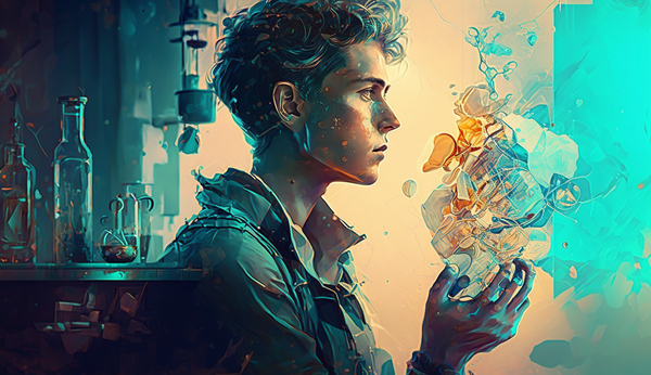 dariari Guy with laptop working at a molecular level sitting o 2bb5af53 5389 464a a935 5ae2007fdd16