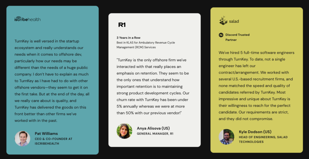 Case studies: R1, iScribe, Salad | TurnKey Labs