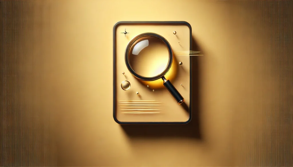 DALL·E 2024 08 14 12.22.22 Create a hyper realistic rectangular image with a minimalistic design featuring a single magnifying glass floating in space. Use soft yellow tones to
