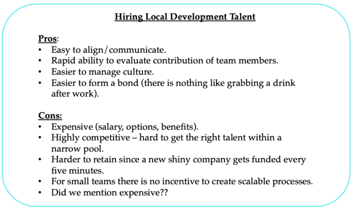 graphic: pros and cons of hiring local development talent